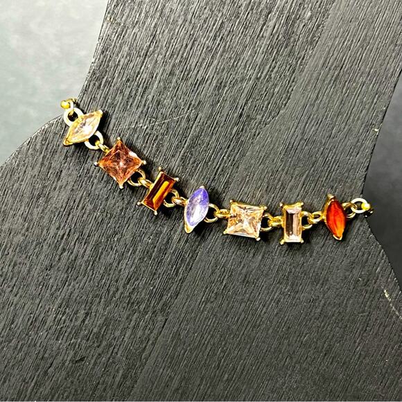 Dainty Multi Gemstone Link Adjustable Bracelet - Picture 1 of 4